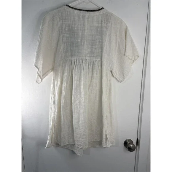 J Crew Tunic XXS Embroidered Top Beach Cover Up With Tassels Beaded - Picture 9 of 9